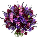 Deep Purple and Pink Sweet Pea Bouquet with Lavender
