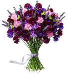 Deep Purple and Pink Sweet Pea Bouquet with Lavender