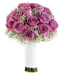 Deep Purple Roses with Gypsophila Wedding Bouquet