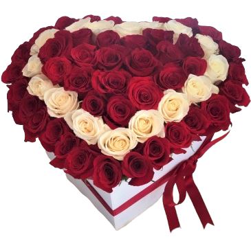 Delight Roses Hearts in a Box