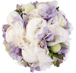 Delightful Bouquet of Peonies with Purple Freesias