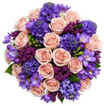 Delightful Bouquet of Roses with Freesias and Hyacinth - Flowers Box London