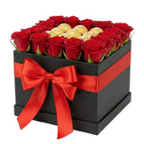 Delightful Box of Roses and Ferrero Rocher - Flowers Box London