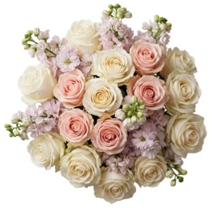 Delphinium with Pink and White Roses Bouquet