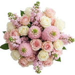 Delphinium with Pink and White Roses Bouquet