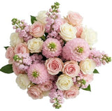 Delphinium with Pink and White Roses Bouquet