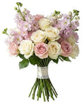 Delphinium with Pink and White Roses Bouquet