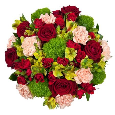 Dignificent Green and Red Flower Bouquet - Flowers Box London