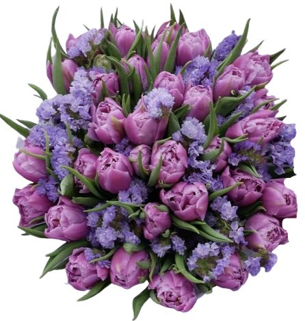 Double Tulips with Limonium Bouquet