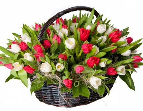 Duo Tulips Basket - Flowers Box London