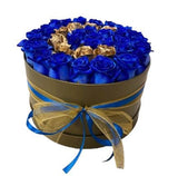 Elegant Blue and Gold Roses Initial Flower Box - Flowers Box London