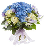 Elegant Blue Hydrange and Sweet Pea Bouquet