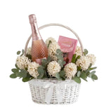 Elegant Hyacinth Hamper with Wine and Chocolate - Flowers Box London