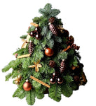 Elegant Nobilis Christmas Tree Arrangement: Adorned with Baubles and Pine Cones - Flowers Box London