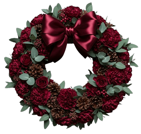 Elegant Wreath of Carnations and Roses - Flowers Box London