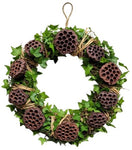 English Ivy with Lotus Seedspod Wreath