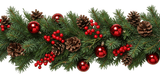 Festive Spruce Garland with Red Baubles and Ilex Berries - Flowers Box London