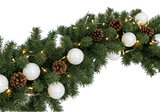 Festive Spruce Garland with White Baubles and Lights - Flowers Box London