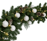 Festive Spruce Garland with White Baubles and Lights - Flowers Box London
