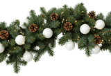 Festive Spruce Garland with White Baubles and Lights - Flowers Box London
