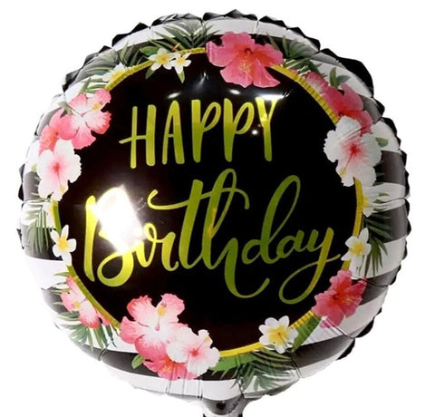 Flowers Balloon Happy Birthday 18inch - Flowers Box London