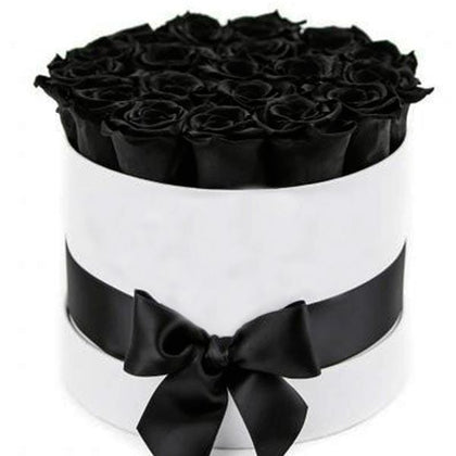 Forever Black Roses Box - Rose Head Ø 5cm.