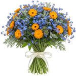 Forget Me Not and Orange Calendula Bouquet