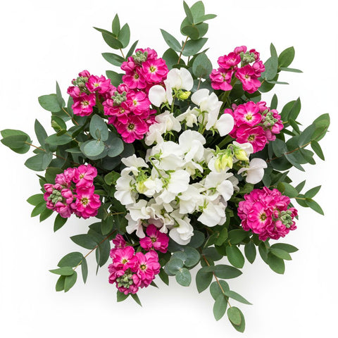 Fragrant Bouquet of Pink Stock and Sweet Pea