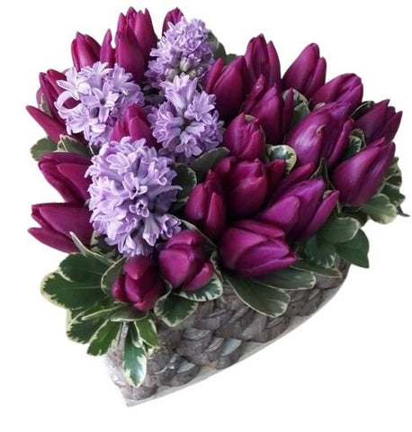 Fragrant Box of Hyacinth and Tulips - Flowers Box London