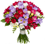 Fragrant Trio Freesias with Greenery Bouquet - Flowers Box London