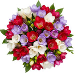 Fragrant Trio Freesias with Greenery Bouquet - Flowers Box London