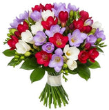 Fragrant Trio Freesias with Greenery Bouquet - Flowers Box London