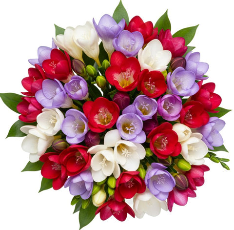 Fragrant Trio Freesias with Greenery Bouquet