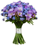 Freesias and Blue Frorget Me Not Bouquet - Flowers Box London