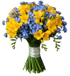 Freesias and Blue Frorget Me Not Bouquet - Flowers Box London
