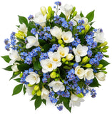 Freesias and Blue Frorget Me Not Bouquet - Flowers Box London