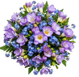 Freesias and Blue Frorget Me Not Bouquet - Flowers Box London
