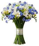 Freesias and Blue Frorget Me Not Bouquet - Flowers Box London