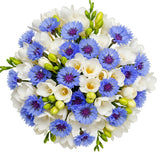 Freesias and Cornflowers Bouquet - Flowers Box London