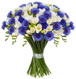Freesias and Cornflowers Bouquet - Flowers Box London