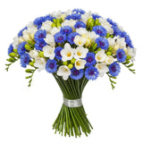 Freesias and Cornflowers Bouquet - Flowers Box London