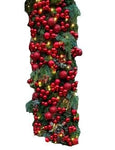 Fresh Spruce Duble Garland of Red Baubles with Lights - Flowers Box London