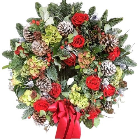 Frosted Holiday Garden Wreath - Flowers Box London