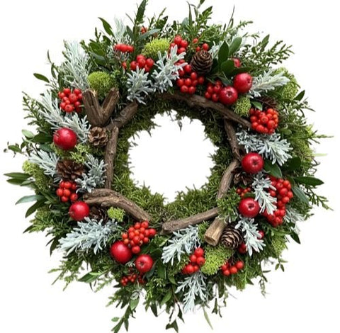 Frosted Woodland Berry Door Wreath - Flowers Box London