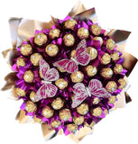 Fuchsia Box of Chocolates with Butterfly - Flowers Box London