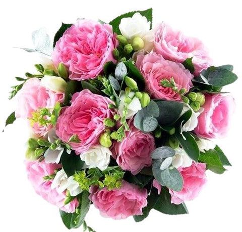 Garden Roses with Freesias Bouquet - Flowers Box London