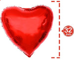 Giant Red Heart Shaped Helium Balloon - 32inch - Flowers Box London