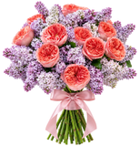 Glamour Bouquet of Lilac and Garden Roses - Flowers Box London