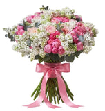 Glamour Bouquet of Peach and Pink Spray Roses with Lilac - Flowers Box London