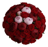 Glamour Bouquet of Peonies and Red Roses - Flowers Box London